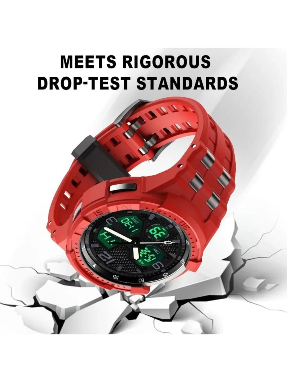 Men's All Red Analog Quartz Compatible Samsung Galaxy Classic LED Digital Watch